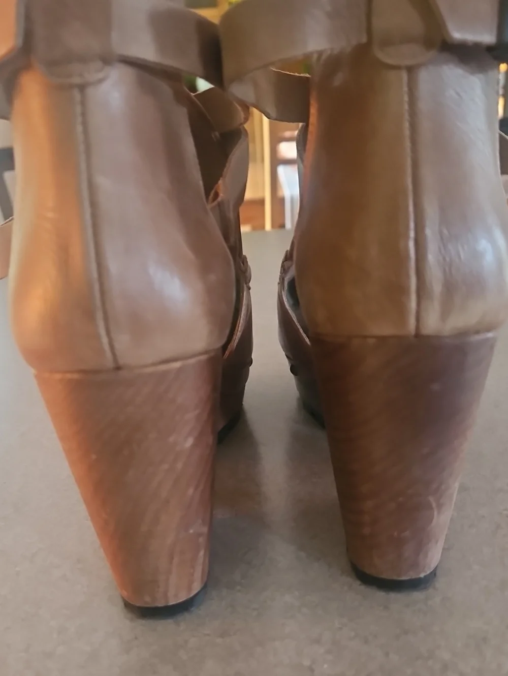 Free People Brown Leather Cedar Clogs with Ankle Strape